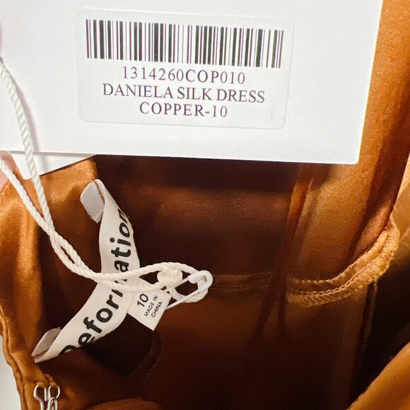NEW! Reformation Daniela Silk Dress Copper Size 10 - Picture 10 of 10